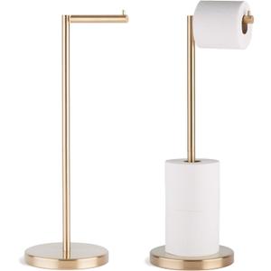 MARMOLUX ACC Free Standing Toilet Paper Holder Stand with Storage for 4 Rolls of Toilet Tissue for Bathroom, Stainless Steel Luxury Brushed Gold, 1pc - Bathroom Sets - Toilet Paper Storage