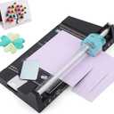 12 Inch Rotary Paper Cutter Heavy Duty, Paper Trimmer with 4 Different Blades for Straight/Wave/Dotted/Creasing Line, Suitable for Cutting Paper Coupons Photos Postcards Scrapbook