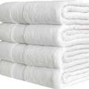 Luxury Oversized Bath Towels | 650 GSM, 34" x 56" | Hotel Quality, Soft & Highly Absorbent | Quick Dry, Thick, Combed Cotton Bathroom Towels | White - 4 Pack