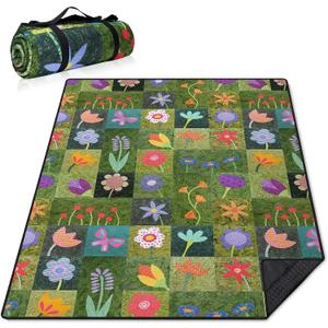 Supfitness Extra Large Picnic Blankets Waterproof Foldable (60 "x 80") Beach Blanket Waterproof Sandproof,3-Layer Thicking Mat Outdoor Packable Camping Blanket