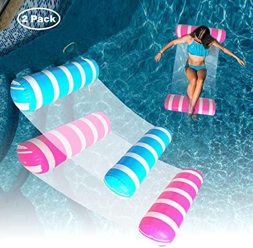 Inflatable Pool Floats Adult Size Water Hammock,Pool Rafts Lounge Chairs Floating,4-in-1 Multi-Purpose Pool Floaties Toys,Floats for Swimming Pool,for Adults Vacation Fun and Rest