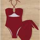 SOLY HUX Women's One Piece Swimsuit Criss Cross Halter Cut Out Bathing Suit with Cover Up (Medium)