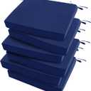Outdoor Chair Cushions Set of 6: Waterproof & Fade Resistant Seat Cushion for Patio Furniture - 19 x 19 x 2 Inch Chair Pads with Ties and Hidden Zipper - Patio Chair Cushion Replacement, Navy