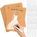 Geyoga 30 Set Guess The Dress Bridal Shower Games for Guests, Include 30 Pcs 5 x 7 Inch Wedding Shower Games Cards and 30 Pcs Watercolor Gel Crayons Fun Wedding Party Favors Decorations (Brown)