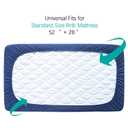 Crib Mattress Protector Sheets Fitted Waterproof Crib Mattress Pad Cover, Noiseless & Machine Wash 100% Absorbent Crib/Toddler Mattress Protector Sheet Quilted, Navy, 52" x 28"