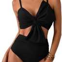 MIYOUJ Womens Bikini Set High Waisted Swimwear Tie Knot High Rise Two Piece Swimsuits Bathing Suits, M