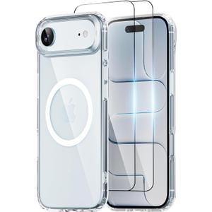 for iPhone Air Case Clear,Compatible with Magsafe,Slim Magnetic Cover + 2X Screen Protector, Shockproof Military Grade, Anti-Yellowing Transparent Protective Case 17 for 6.5 inch