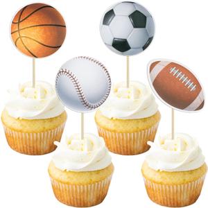 Gyufise 36 Pack Sports Cupcake Toppers Baseball Rugby Cupcake Picks Basketball Toothpicks Soccer Ball Football Cake Decor for Boy Happy Birthday For Sports Ball Game Theme Party Supplies Decoration