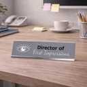 Director of First Impressions, Silver Frame Desk Sign (2x8)
