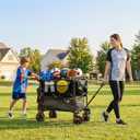 TIMBER RIDGE Push & Pull Double Decker Wagon, 400L Large Capacity Heavy Duty & 450lb Load, Collapsible Cart with All-Terrain Wheels & Brakes, 54” Extended Foldable for Sports, Beach, Camping, Black