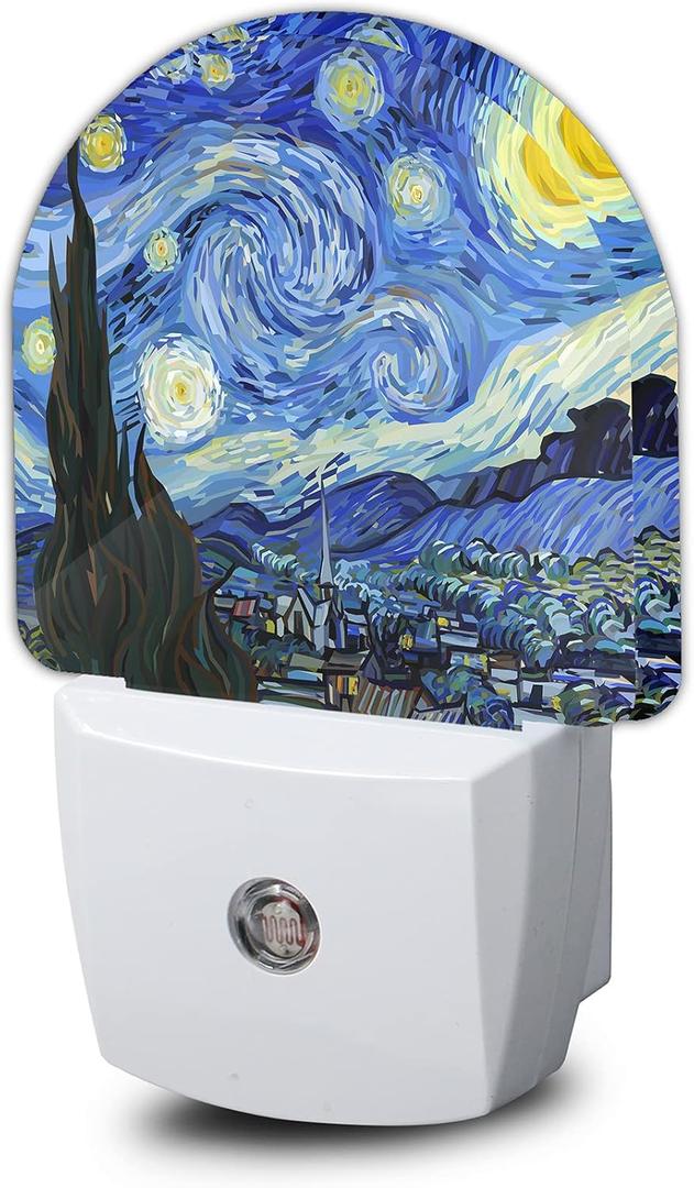 Starry Night Night Light, Van Gogh Plug-in Wall Led Night Lights Decor for Boys Girls Room,Dusk to Dawn Sensor Wall Lamp for Stairway/Hallway/Kitchen,0.5W