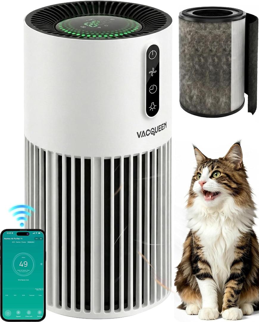 Smart Air Purifiers for Bedroom Home with Timer and Schedule, Cover 2200 Ft²and Quiet Sleep Mode, Washable Pre-Filter, WiFi HEPA Air Purifier For Remove Home Pets Odors, Smoke, Dust (White)