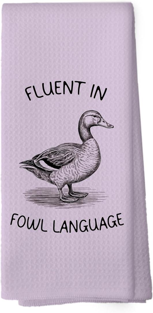 Funny Duck Kitchen Towels - Humorous Country Girl Dish Towels, Retro Duck Bathroom Decor, Rustic Decorative Absorbent Dishcloths Hand Towels for Farmhouse Decor 16x24 Inches