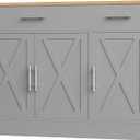 Shintenchi Modern Farmhouse Sideboard Buffet Cabinet with Storage with 3 Doors, 42"Barn Doors Buffet Cabinet with Storage, Wood Coffee Bar Cabinet with Adjustable Shelf for Kitchen, Living Room, Grey