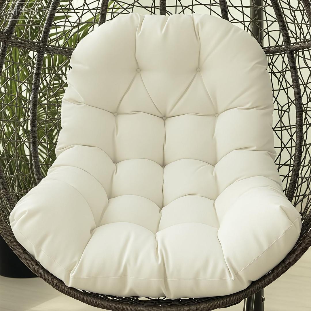 Egg Chair Cushion Replacement Outdoor Hanging Chair Cushion for Patio Furiture Hammock Swing Cushion 47x35x7 Inches (White)