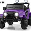 OLAKIDS Ride on Truck, 12V Battery Powered Electric Vehicle for Kids with Remote Control, Bluetooth, Power Display, LED Lights, Music Player, Ride on Toy for 3+ Boys Girls (Purple)