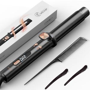 Rotating Curling Iron, WeChip 1.25 Inch Automatic Curling Iron, Curling Wand for Long Short Hair, Automatic Hair Curler with LED Display, Tourmaline Ceramic Barrel, 5-Temps (Up to 430F), Dual Voltage