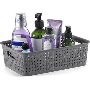 NETANY Plastic Storage Baskets - Pack of 7 , Gray, Durable, Easy to Use, Flexible, Multi-Purpose, Ideal for Closets, Cabinets, Shelves, Countertops