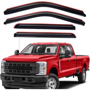 Lightronic Extra Durable Clip-on in-Channel Auto Vent Window Visor, Fits 2017-2025 Ford F-250, F-350 & F-450 Super Duty, Crew Cab, UV Protection Rain Guard, Original Wind Deflector, Smoke, 4-Pcs