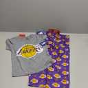 Ultra Game NBA Official Youth 2 Piece T-Shirt & Lounge Pants Pajama Set, Los Angeles Lakers, 8