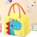 Generic Reusable Cooler Bags Cartoon Lunch Tote Bags Insulated Portable Lunch Box Bag for Work Office Picnic Beach (Yellow Dinosaur)