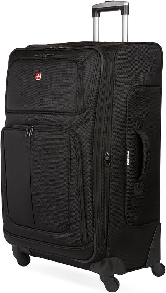 SwissGear Sion Softside Expandable Luggage, Evergreen, Checked-Large 29-Inch, Size 18\"L x 10.5\"W x 29\"H (Dark Green)