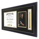 GraduationMall 11x22 Mahogany Diploma Frame with Tassel Holder and Picture for 8.5x11 Certificate 5x7 Photo,Real Glass,Black over Gold Mat
