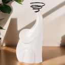 Elephant Statue Home Decor Modern Ceramic Sculpture for Table Shelf Desk Decor Figurine with Spiral Air Plant Holder Elephant Gifts for Women (6", White)