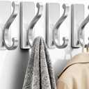 4 Pack Coat Hooks for Hanging - Silver Self Adhesive Hooks Wall Mount for Clothes, Towel and Robe, Sticky Hooks for Door, Kitchen, Bathroom, Shower, Rental Houses, Hold 13lbs.