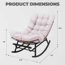 COMHOMA Outdoor Rocking Papasan Chair, Oversized Wicker Patio Rocker, Indoor Comfy Wicker Reading Lounge, Bed-Like Comfort Egg Chair for Bedroom,Balcony, Porch, Garden, Beige, Large