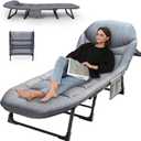 Camping Cot with Mattress, No Assembly Required Heavy Duty Folding Camping Cot for Adults, 550 Lbs Capacity Adjustable Portable Sleeping Bed for Indoor, Outdoor & Patio Use (L''80)