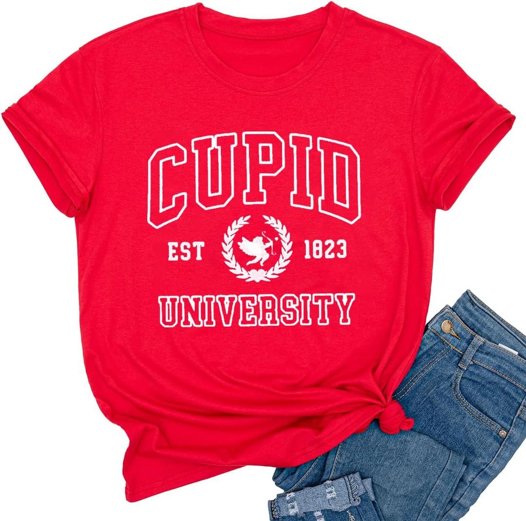 Yimoya Womens Cheetah Print Valentine Shirts Cute Buffalo Love Heart XOXO Graphic Tees Gifts (Small)