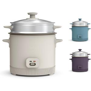 Bella 16 Cup Rice Cooker with Steamer, Dishwasher Safe Steaming Basket, Rice Paddle and Measuring Cup, Removable Nonstick Cooking Bowl, Automatic Keep Warm Function, 400 Watt, Oatmilk