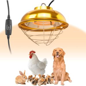 300W Heat Lamp for Chickens Coop, Waterproof Chicken Coop Heater Lamp, Adjust 2 Mode Temperature&Hanging Height for Indoor Outdoor Suitable for Chick, Duck, Rabbit and Dog