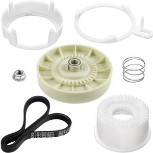 W10721967 Washer Pulley Clutch Kit & W10006384 Drive Belt by Techecook - Compatible for Whirlpool Kenmore Maytag Washing Machine Replaces PS10057144 W10006354 W10006356 W10239973 WTW5000DW1 MVWX655DW1