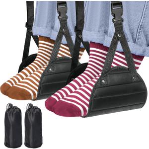 2-Pack Airplane Travel Footrest Hammock - Perfect Airplane Foot Hammock to Relax Your Feet - Travel Essentials Comfy Foot Hanger Plane Footrest for Long Trip