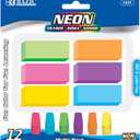 BAZIC Products Erasers + Pencil Top Erasers Set (12/Pack), Block Bevel Erasers Neon Color, Arrowhead Caps Tops, Latex Free, for Art Drawing School, 1-Pack