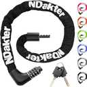 NDakter Upgrade Bike Chain Lock with 4 Digit Combination and 2 Keys, 1.64/2.3/3.2/4.28 Ft Heavy Duty Anti-Theft Bicycle Lock, 2 Ways to Unlock High Security Locks for Ebike, Scooter, Motorcycle, Door
