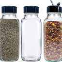 JARMING COLLECTIONS Glass Spice Jars with Shaker Lids - Spice Jars 16 oz for Food Storage, Spice Containers for Kitchen Organization and Storage, Bottles for Spices (Black - 16 Ounce 3 pack)