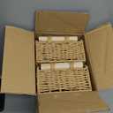 CubesLand Bathroom Basket Organizer, Toilet Tank Paper Storage Baskets, Scalloped Decorative Basket for Countertop w/Handle, Wicker Basket for Bathroom Decor, Home Decor, Living Room, Neutral Pack Of 2