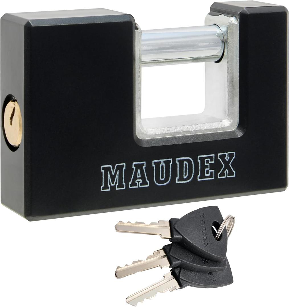 Maudex RZB75 Heavy Duty Container Padlockwith 3 Keys - 10mm Cut Resistant Steel Shackle - ABS Weather Shield| Outdoor Lock for Containers, Gates, Sheds, Marine, Garage
