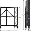 Simple Deluxe 3-Tier Folding Storage Shelves, 27.95" W x 14.96" D x 34.25" H Foldable Shelving Unit, 750 Lbs Loading Capacity, Black, 3-Tier, 28"W x 15"D x 34"H