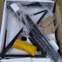 Inch Office Desk, Executive Office Desk，Modern Industrial Style, Z-Shaped Table Legs, Country Black Wood Grain Top, for Home Office, Study, Conference, Dark Wood