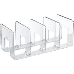 SAYEEC Acrylic File Sorter, Clear File Holder Acrylic Desk Organizer, Sturdy Desktop Files Organizer Files Folder Holder Rack for Envelopes Mail Letter Paper Notebook Electronics (4 Sections, 1 Pack)