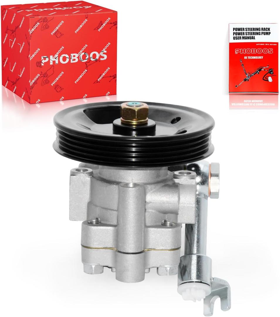 PHOBOOS Power Steering Pump Compatible with Nissan Altima 2002-2006, Maxima 2004-2008, Quest 2004-2009, V6 3.5L, with Pulley & Outlet, Smooth Steering, Low Noise, High Durability, Ref. 96-5407