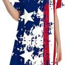 RONGTAI Girls 4th of July Dress American Flag Patriotic Stars Striped Summer Casual Short Sleeve Dresses for 4-12 Years Kids, Stars and Flag (10-12 Years)