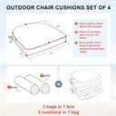 Favoyard Outdoor Chair Cushions 17"x16"x2" Set of 4 Waterproof Seat Cushion for Patio Furniture with 3-Year Fade Resistant Removable Cover Attach Straps Hidden Zipper Round Corner for Yard Garden