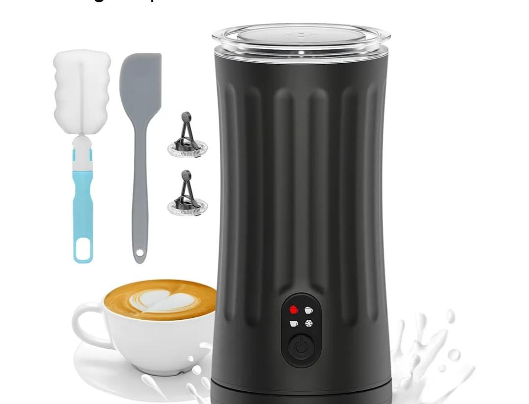Milk Frother, 4-in-1 Milk Steamer and Frother, 8.1oz/240ml Automatic Warm and Cold Foam Maker, Auto Shut-Off Frother for Coffee, Latte, Cappuccino, Macchiato (Black)