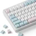 Dokodoko Rainy Pig Keycaps - PBT Cherry Profile, Dye-Sub, 168 Keys, Cute Minimalist Pastel Set for Mechanical Keyboards