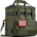 RalChyez Tactical Lunch Bag, 20L Large Heavy Duty Double Deck Insulated Lunch Box Leakproof Expandable Tote Cooler with Shoulder Strap for Adult Men Women Work Fishing Picnic Travel Green